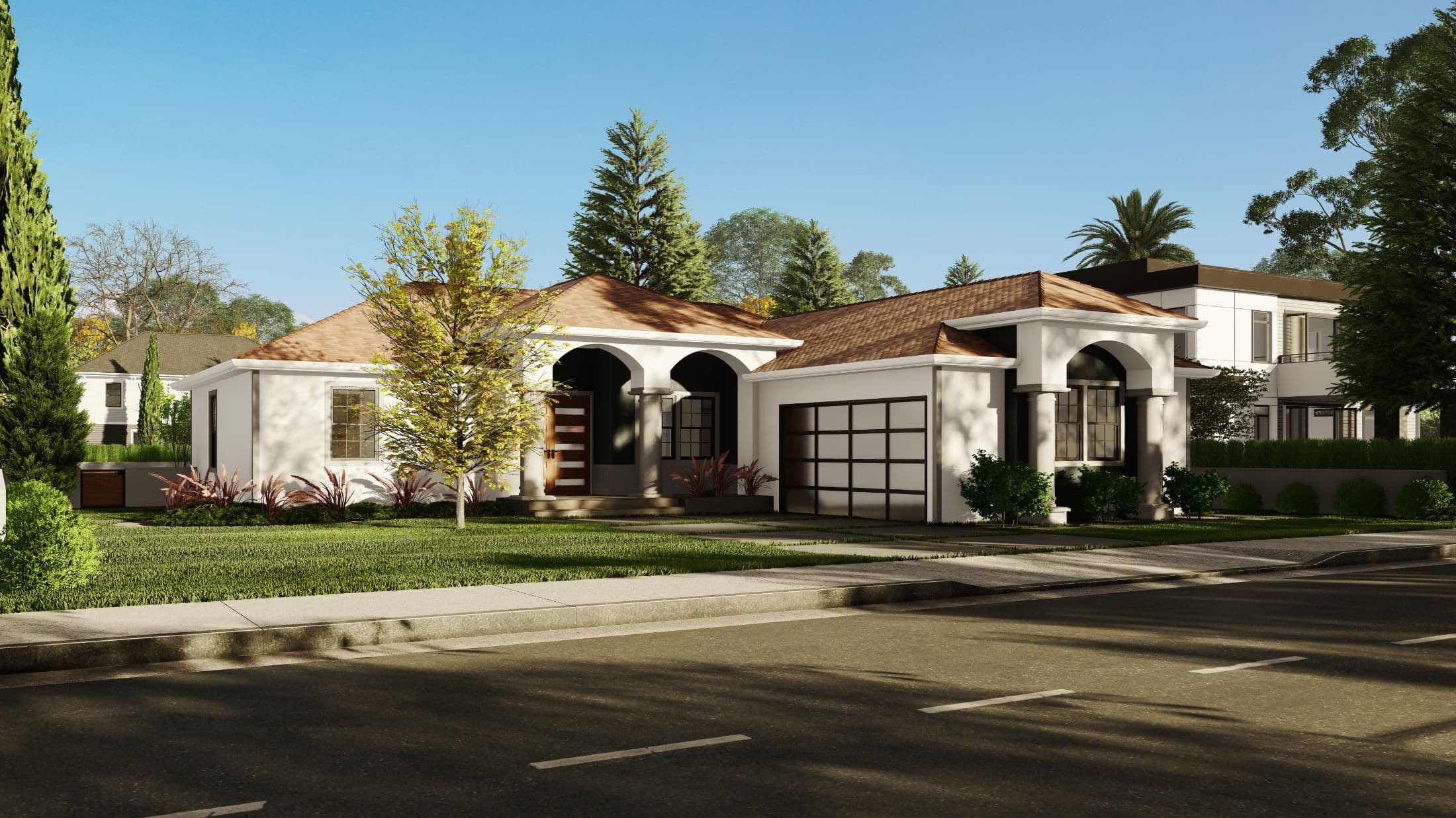 Model 13 hero, elevation, and exterior home features